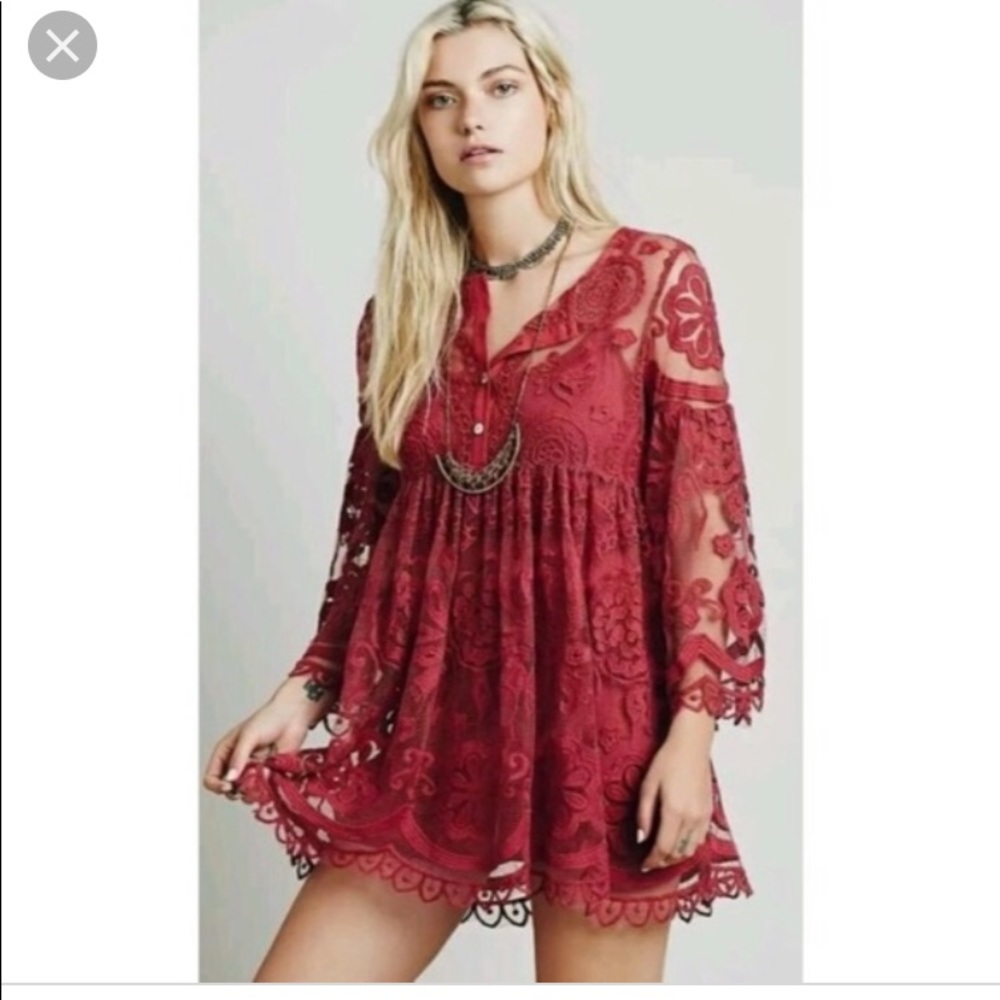 Free People sheer lace babydoll dress size Xs